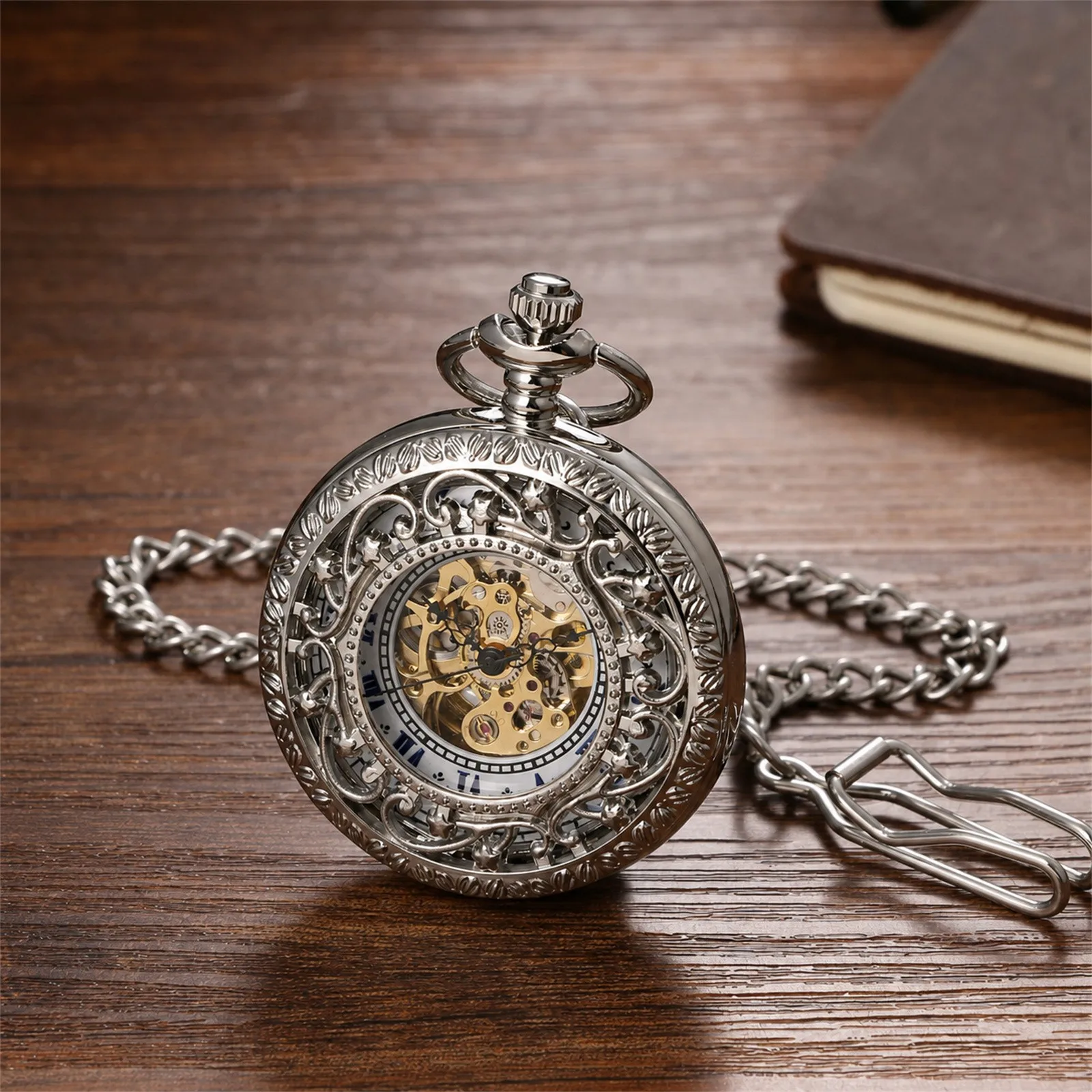 남성용 스켈레톤 메커니컬 포켓 시계, 복고풍 로마 숫자 - Pocket Watch Mechanical Skeleton Vintage 리뷰 및 가격