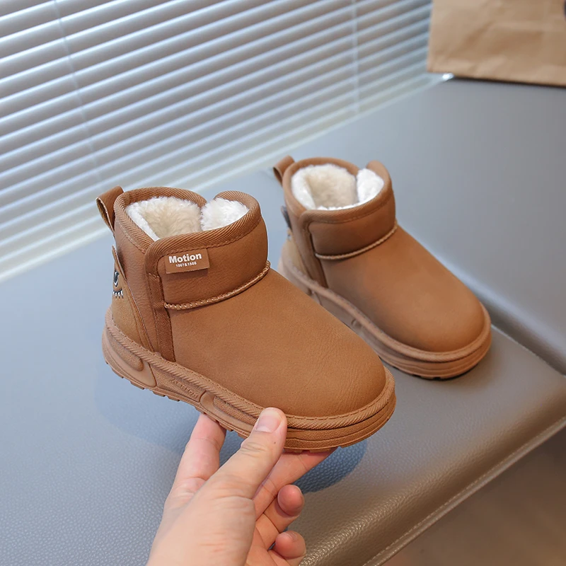 2025 bottes de neige pour enfants hiver nouveau Style épaissi polaire filles antidérapant épais fond souple imperméable filles garçons bottes en coton