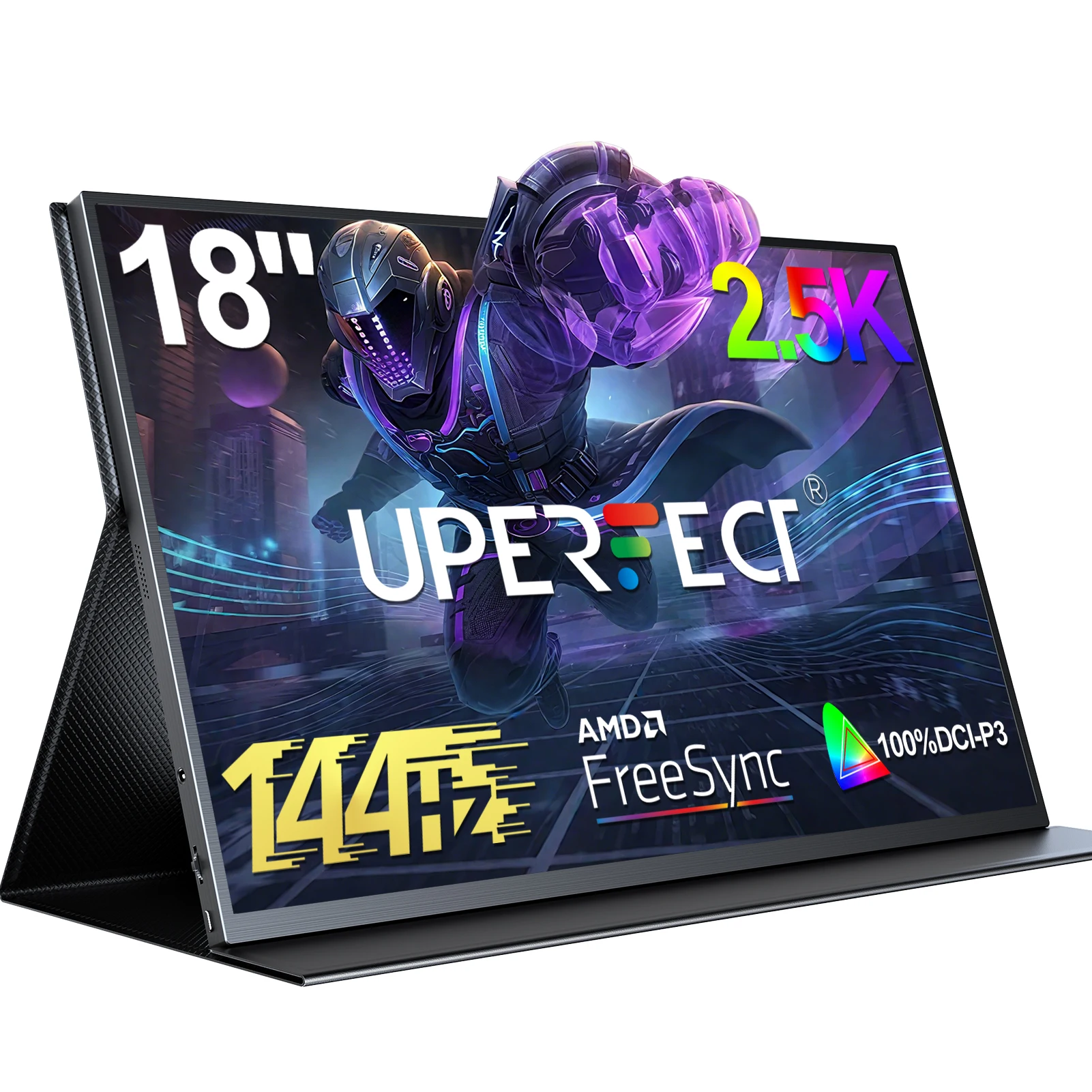 

18-дюймовый портативный игровой монитор емкостью 144 Гц 2,5K 100%sRGB QLED, внешний второй экран для ноутбуков, ПК, Mac Gamer, шкафы, мобильный дисплей