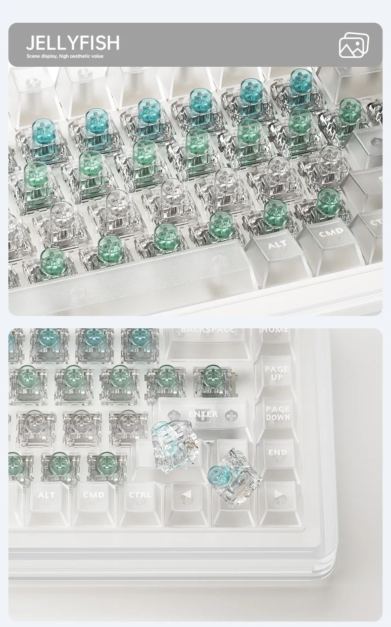 1/3/5 stücke kailh box quallen pro mechanische tastatur schalter voll transparent rgb mechanische bixia glasur menling linear taktil – Detail 7