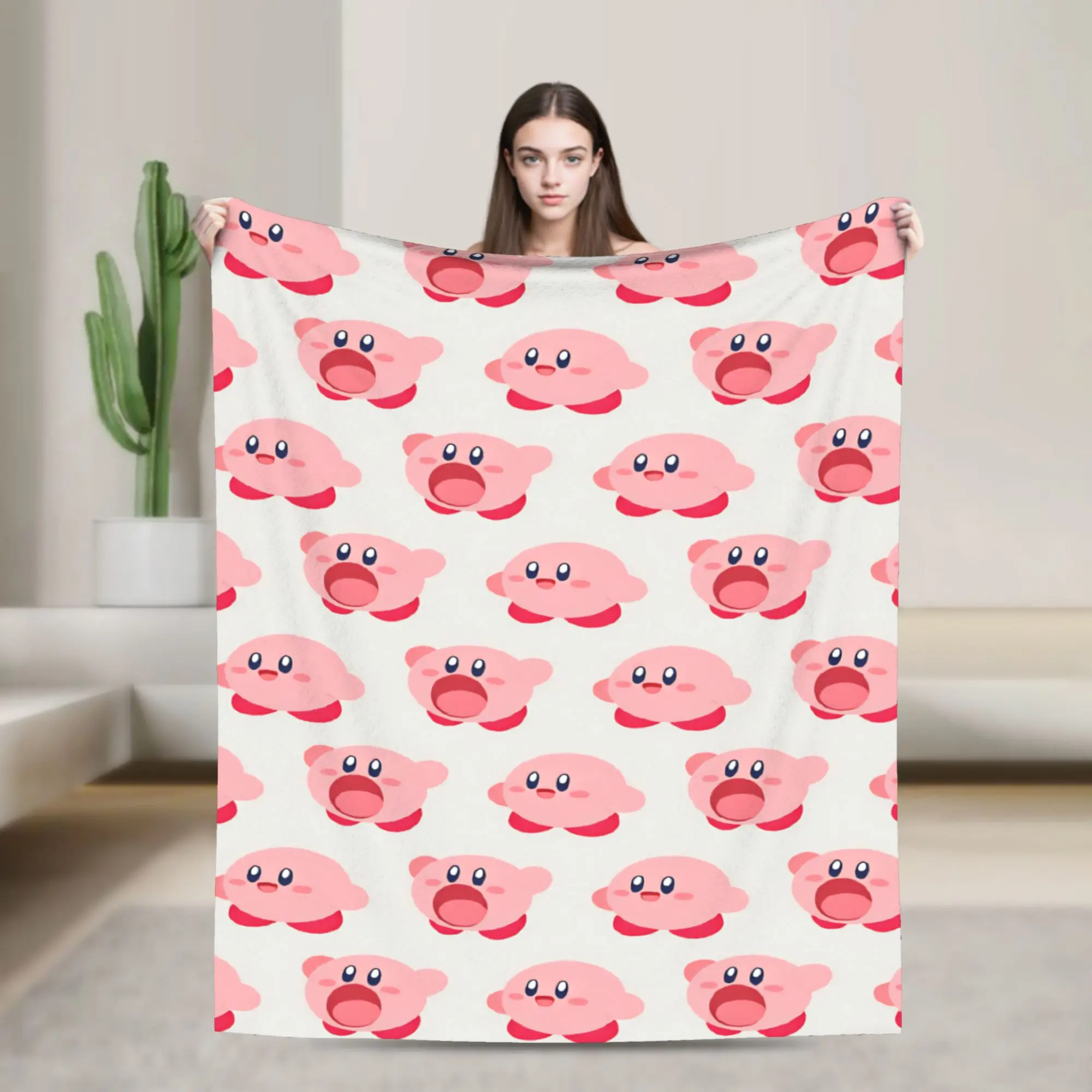 K-Kirbies  Blanket  Airplane Travel Flannel Throw Blanket For Couch Chair Sofa Bed Warm Soft Custom Quality Bedspread