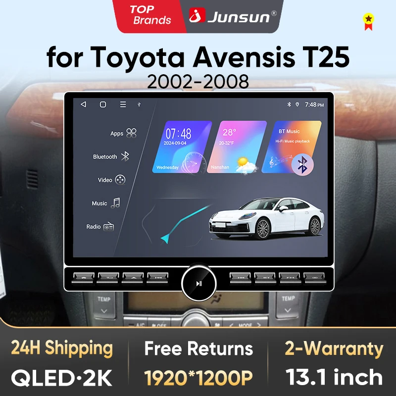 Image of Junsun 13,1″ QLED Wireless CarPlay Android Auto Autoradio für Toyota Avensis T25 2002-2008 Intelligente Systeme DSP SWC RDS GPS