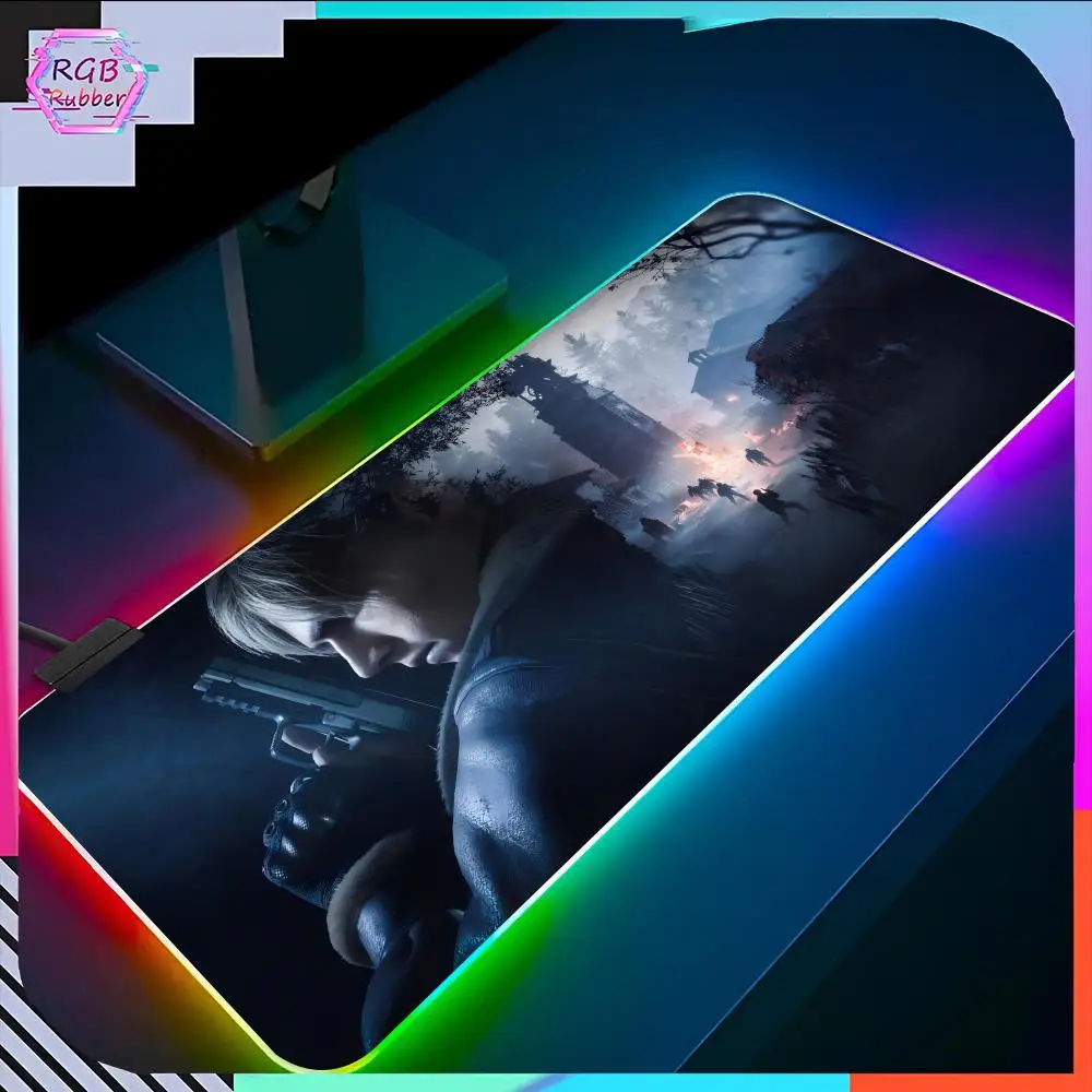 R-RESIDENT E-EVILES Mouse Pad RGB Pc Accessories LED Game Desk Mat E-sport Table Protector Neon Keyboard Mat Backlit Carpet Rug