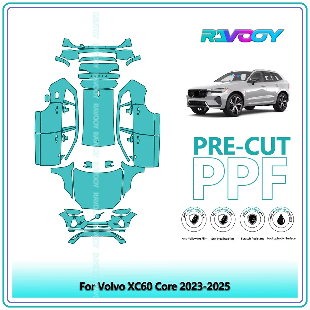 For Volvo XC60 Core 2023-2026 8.5Mil Precut TPU Paint Protection Film PPF Full Body Kit Clear Bra Stone Guard EU UK