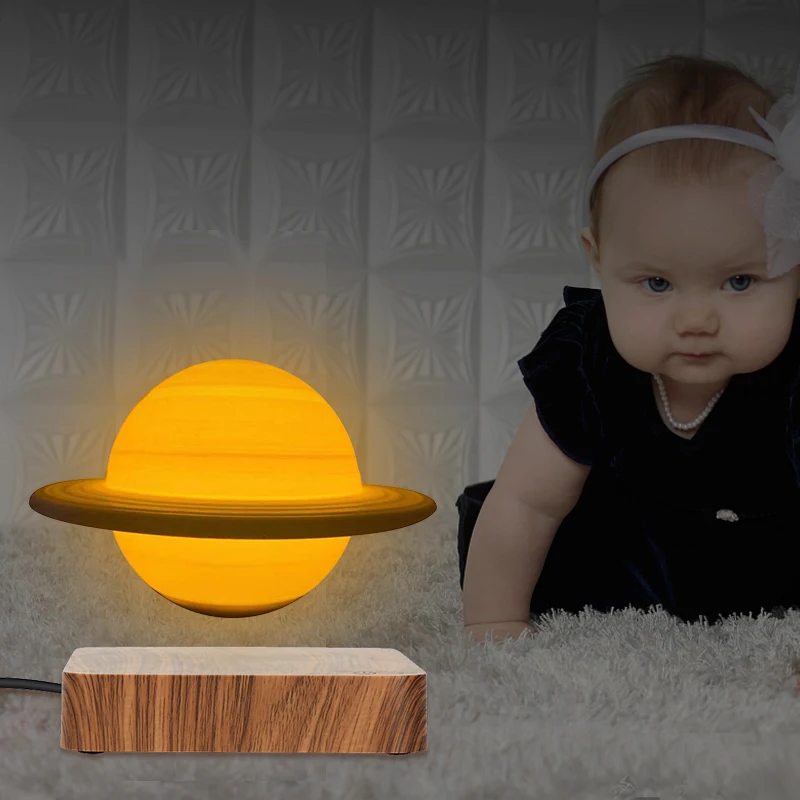 3D Magnetic Levitating Saturn Lamp Night Light 3 Colors Rotating Wireless LED Floating Lamp For Beedroom Novelty Gifts Christmas