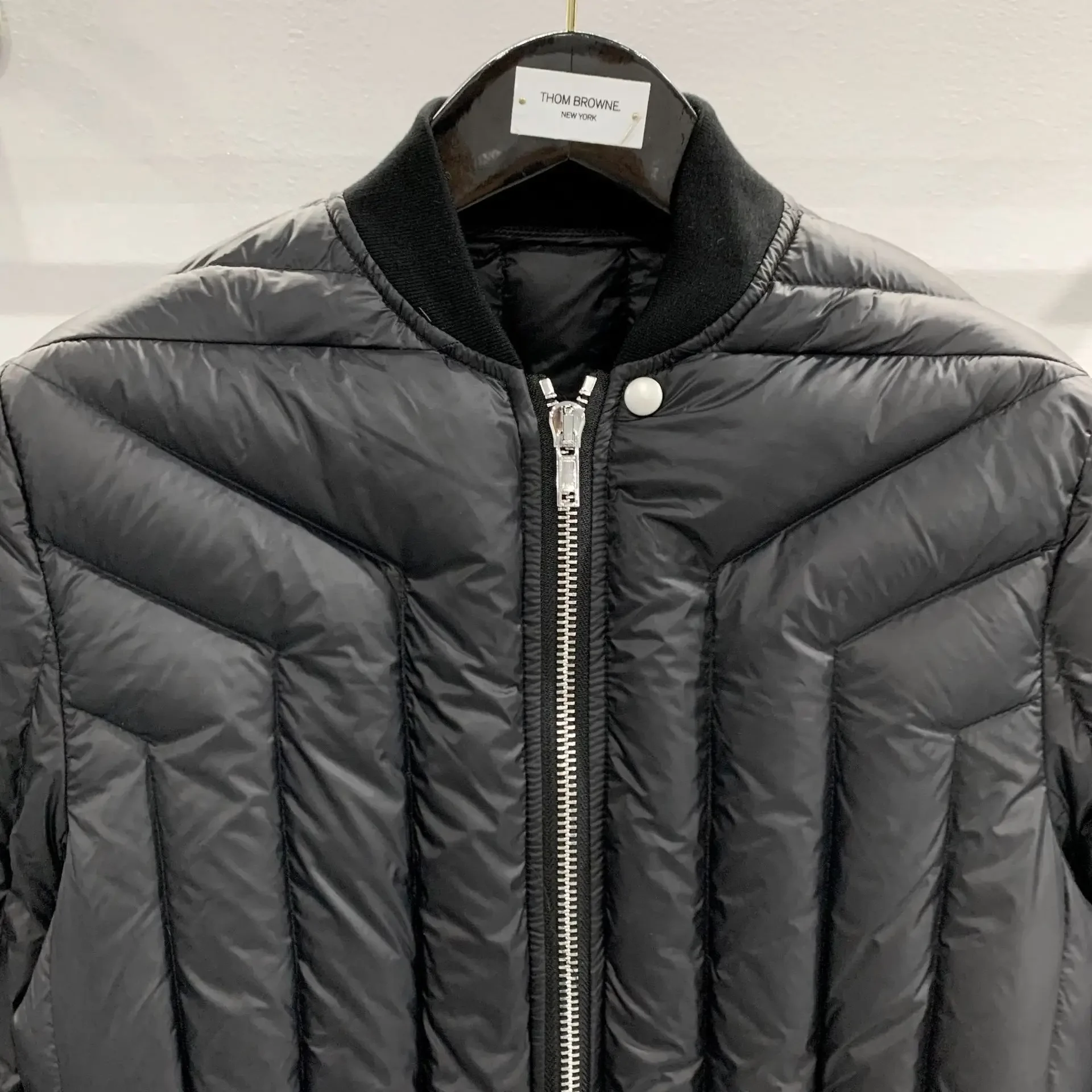 Mulheres Black White Goose Down Jacket, Streetwear, Sobretudo Curto Owens, Stand Collar Coats, High Street Fashion, Rick, 24ss