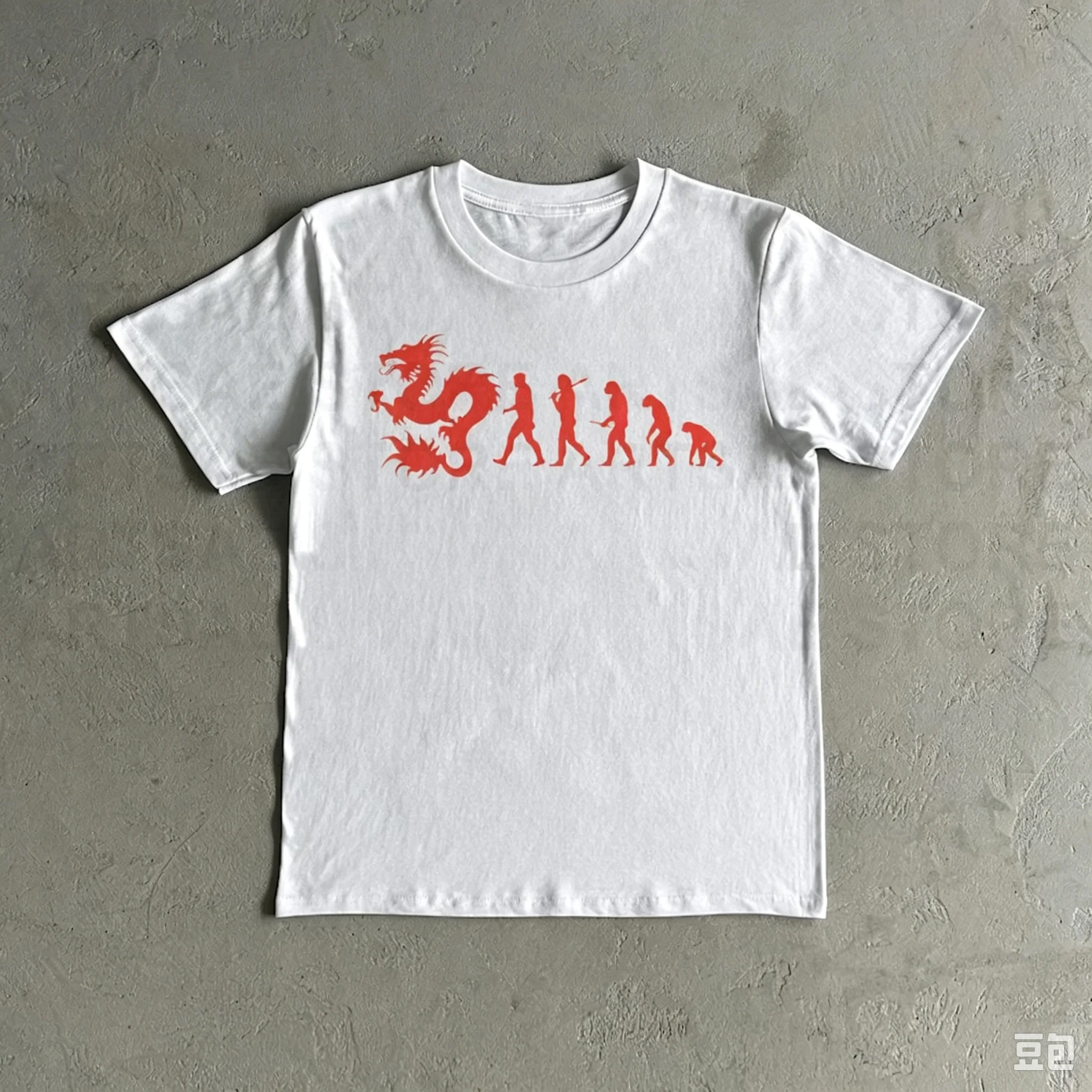 Retro Funky Evolution Theme T‑Shirt Men Women Oriental Dragon Human Ancestor Silhouette Graphic Print Crewneck Short Sleeve Tops