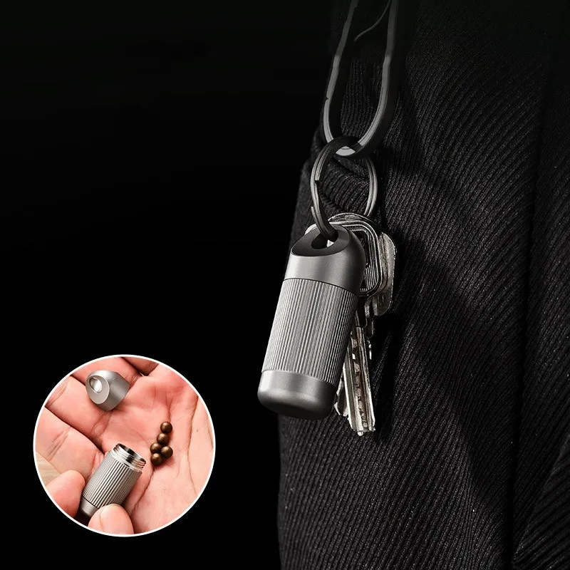 Reise Wasserdichte Pille Box Titan Legierung Versiegelt Kapsel Outdoor Camping Erste hilfe EDC Multifunktions Überleben Werkzeug Halskette Geschenk