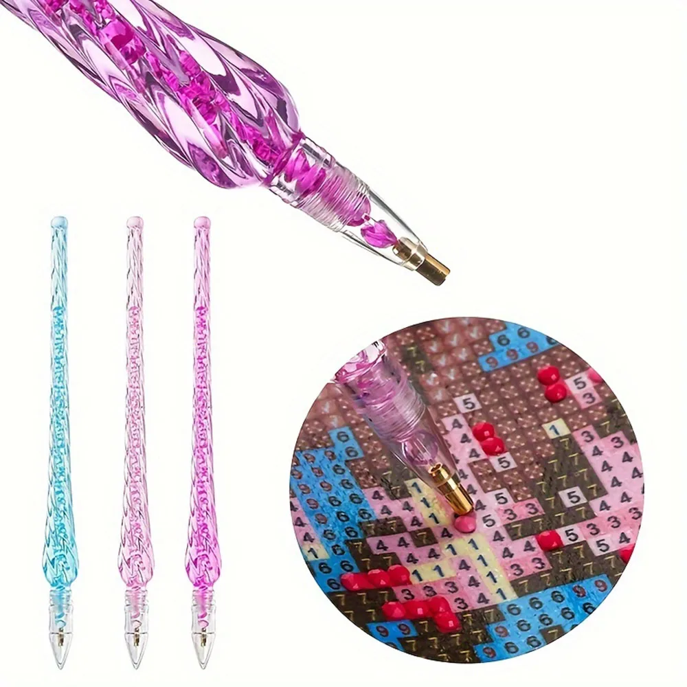 Imagen 4: 3 uds pluma de pintura de diamante bolígrafo de punta de cristal transparente joyería artística de uñas herramienta de taladro de punto de cruz