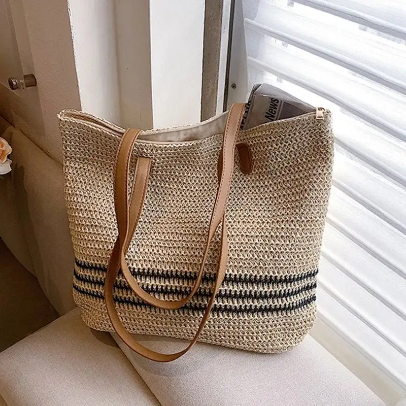 Women's Straw Weave Tote Bag - Hand Woven | Fashion Casual Bag | Gift for Her | Women's Woven Bag | Straw Bag | Summer Bag