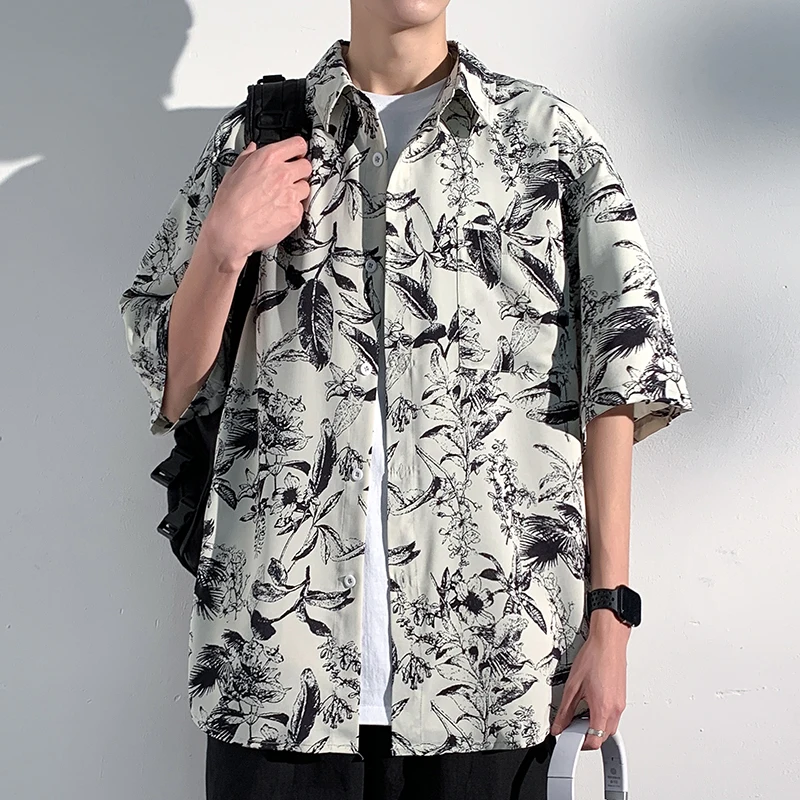 Men's Clothing Short Sleeve Shirt Printed Shirts Big Clothes Big Size Men Harajuku Fashion High Quality Luxury Men's Shirt