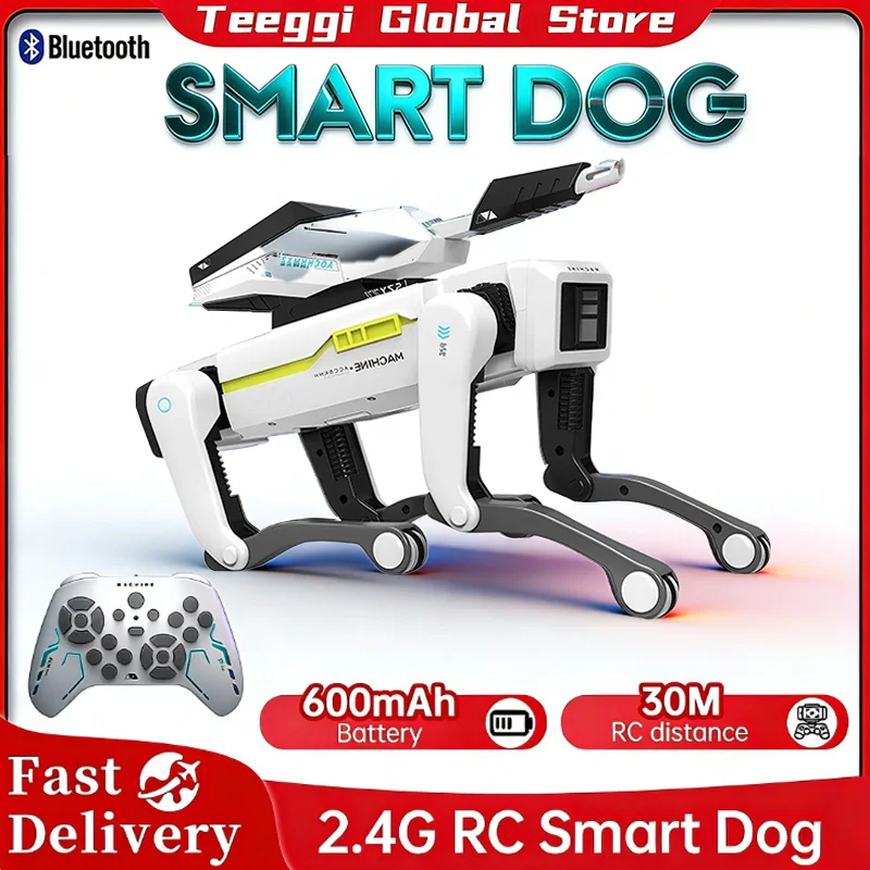 

Программируемый умный робот-собака Teeggi с турелью, управляемый через приложение, интерактивный бионический питомец, развивающая STEM-игрушка для детей, подарок