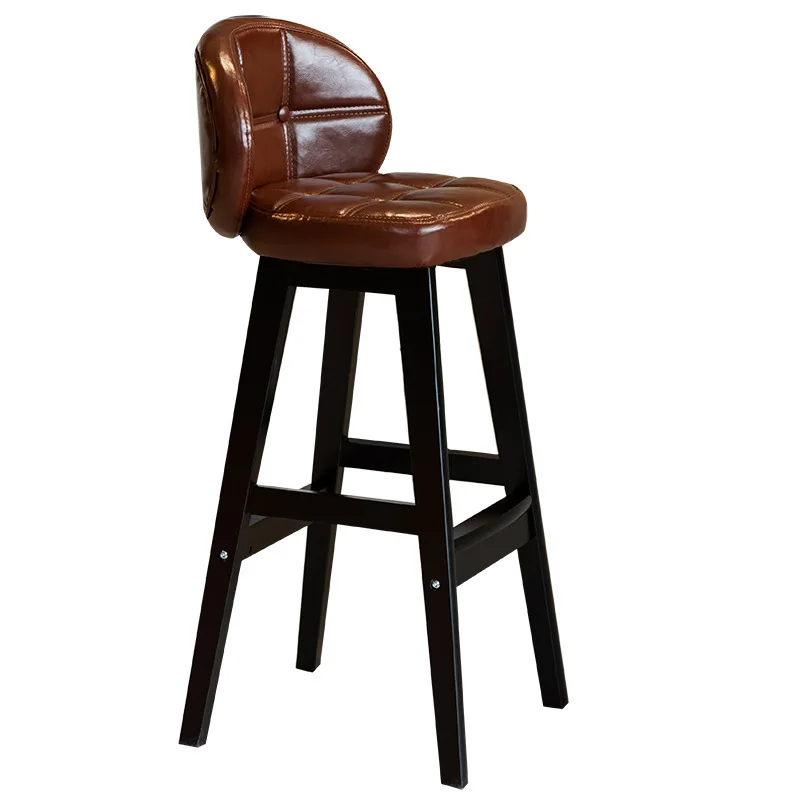 

High stool household Nordic solid wood light luxury cashier front milk modern simple backrest bar