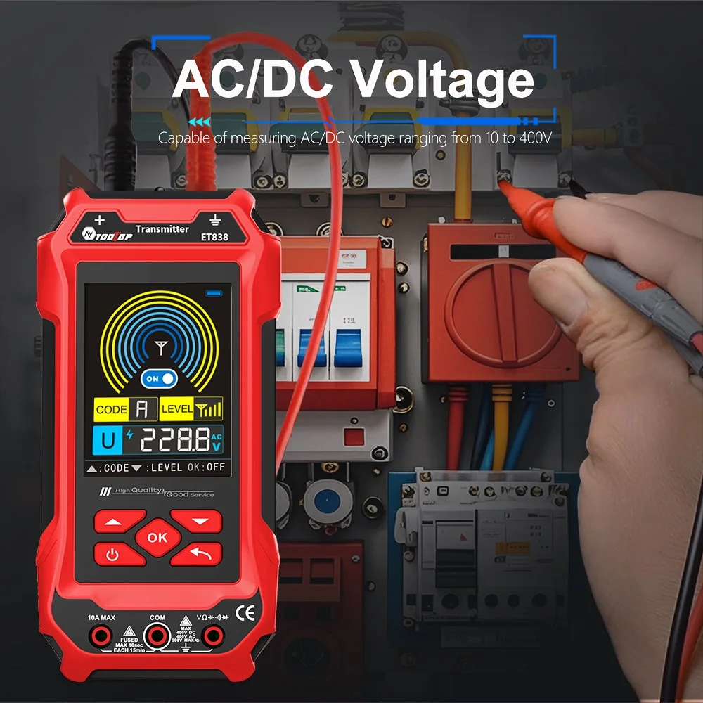 TOOLTOP 400V Underground Cable Locator AC/DC Multimeter Network Cable Tester Rechargeable In-wall Wiring Fault Position