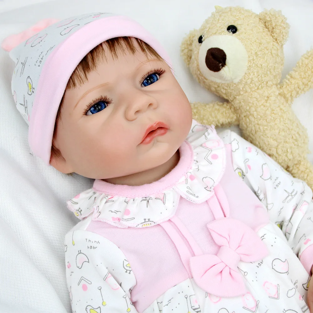 Muñeca Reborn de vinilo suave de 46cm, piel pintada en 3D, venas visibles biónicas, se puede cambiar libremente W-018SFY