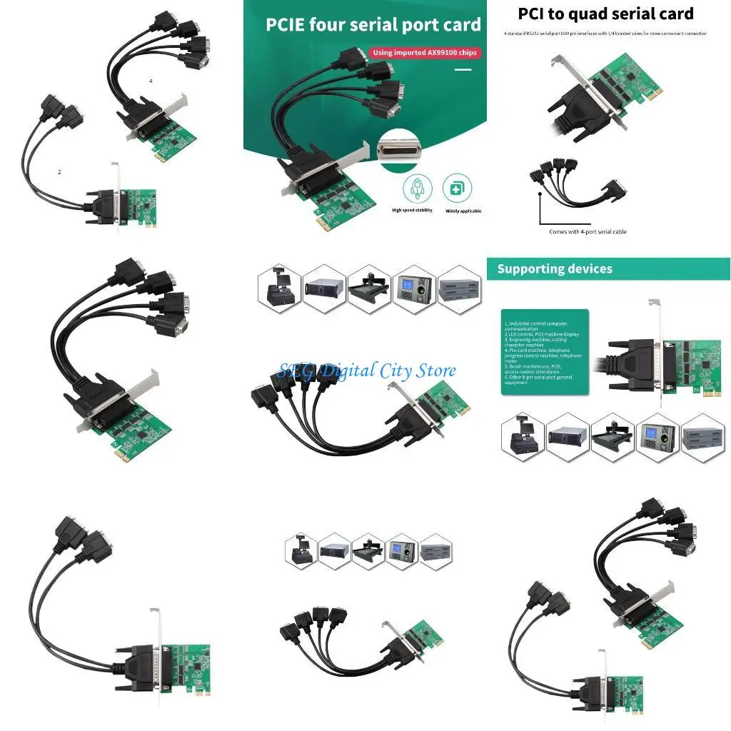 

U75B PCIe 1x to RS232 Expansion Card with Cable for Desktop Industrial Control Machine, Communication; Led Control