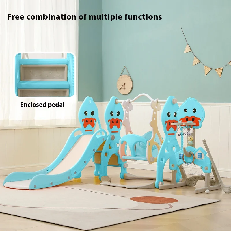 Children Combination Swing Cartoon Duck Slide with Music Indoor Outdoor Large Baby Playground Set Sports Slide Toys for Kids