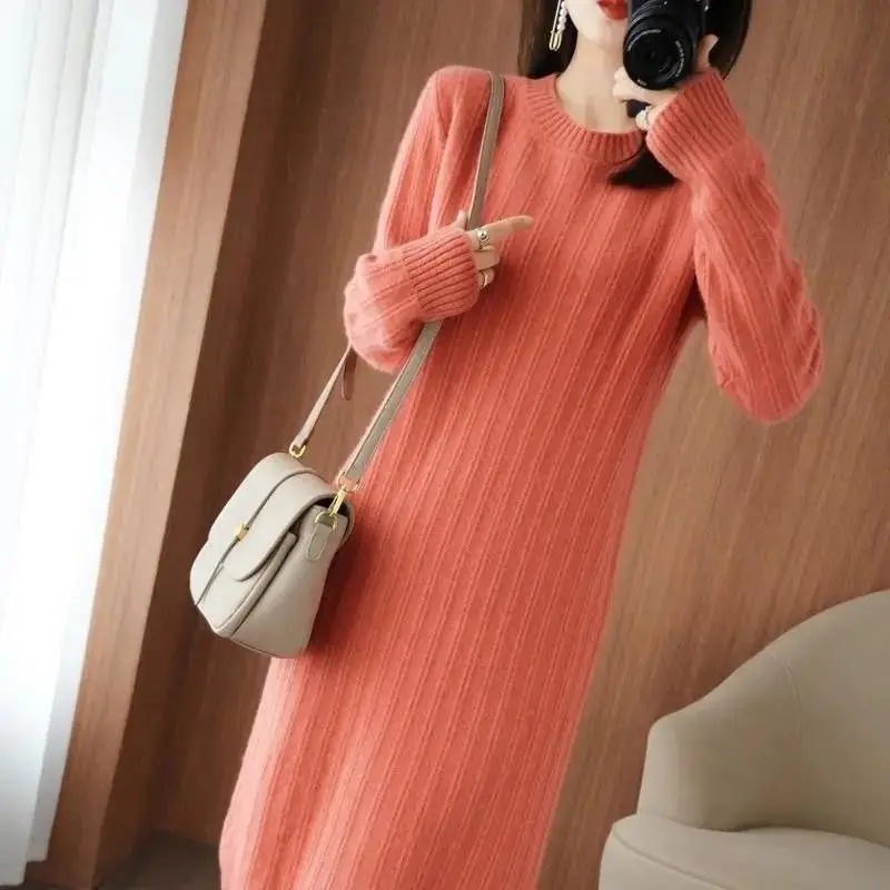 Midi Female Dress Knee Length Crochet Sexy Daring Solid Clothing Loose Women's Dresses Cover Up Knit On Sales With Elegant Hot