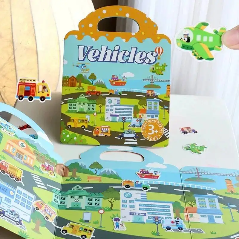 Children DIY Reusable Sticker Books Multi-scene Bubble Sticker Jelly Paste Sticker Toys Kids Portable Quiet Busy Paste A Book