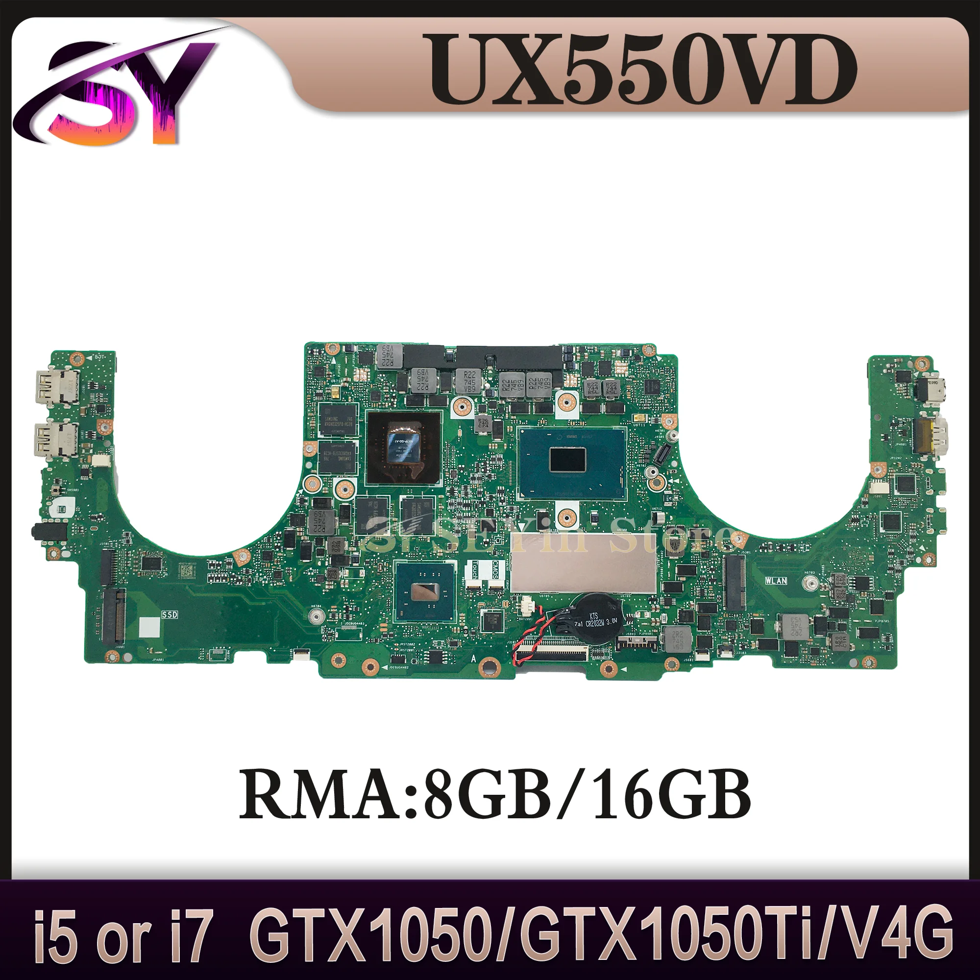 UX550 Mainboard For ASUS ZenBook Pro UX550V UX550VD UX550VE Laptop Motherboard I5-7300H I7-7700HQ GTX1050TI/4G GTX1050/4G 16GB