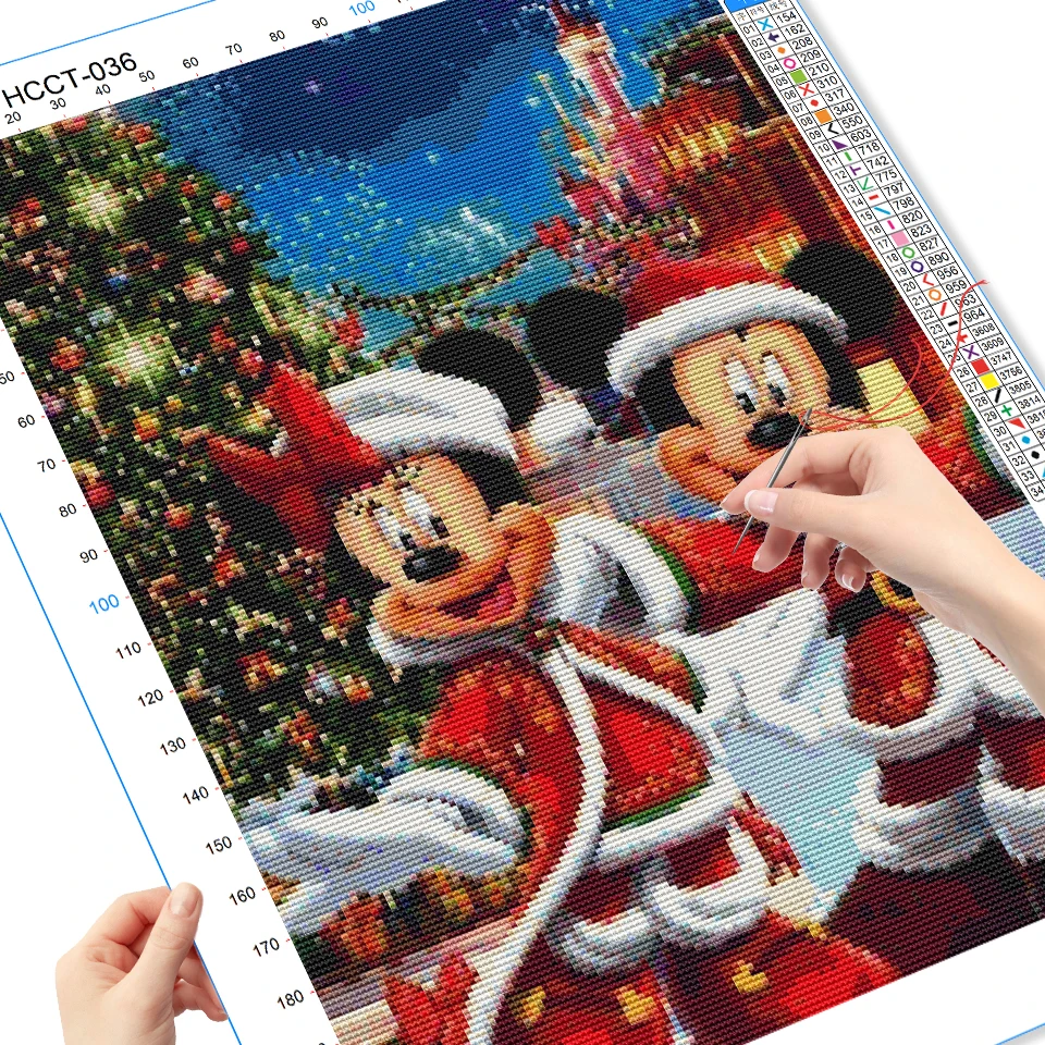 Disney 11CT Printed Cross Stitch Kit Mickey Mouse Handmade Embroidery Minnie Cartoon Needlework Crafts DIY Art Christmas Decor