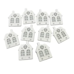 10PCS Wooden Christmas Ornaments Unfinished Wooden Christmas Trees House Cutouts Christmas Hanging Decoration Craft Gift Tags