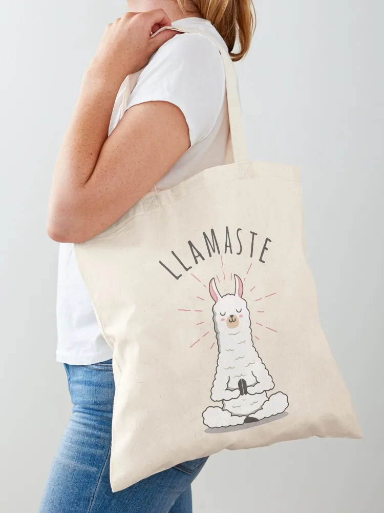 Llamaste Lama Namaste Yoga Tote Bag foldable reusable bag bags woman 2025 hand bags Shopper Canvas Tote Bag