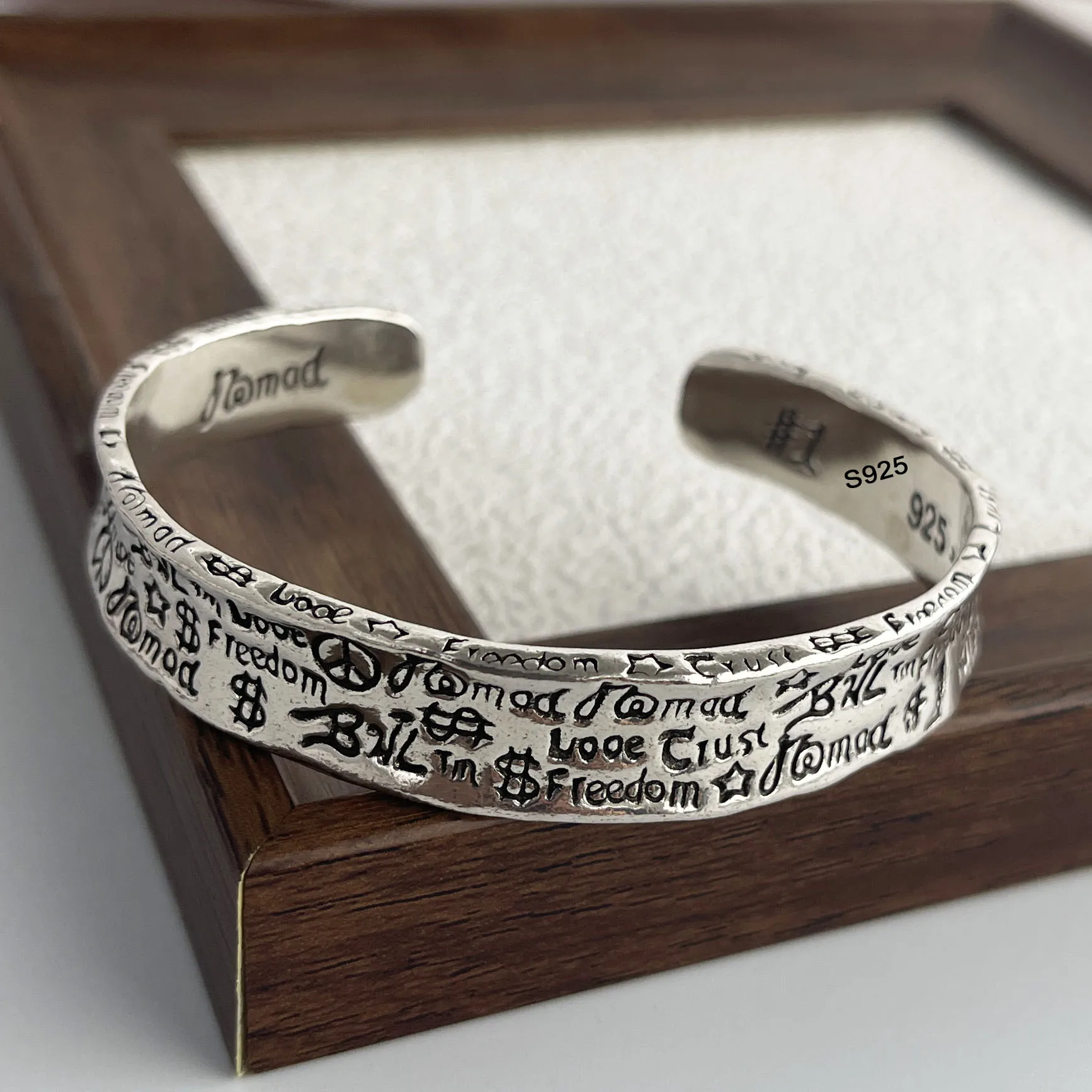 100% Solid 925 Sterling Silver Retro Bracelet for Women Men