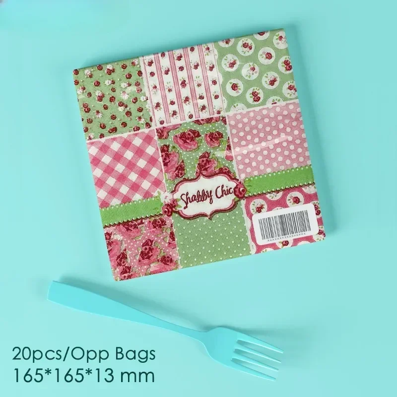 20 stücke 33*33 cm 2-lagige Neue Karierten Blumen Lebensmittel Grade Gedruckt Muster Servietten Haushalt Kommerziellen Papier Tischsets Großhandel
