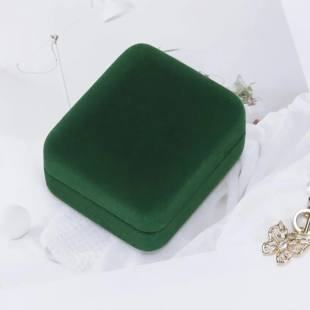 

Velvet LED Ring Jewelry Box Solid Color Portable Ring Holder Case Square Shape Reusable Jewelry Organizer Box Birthday Gift