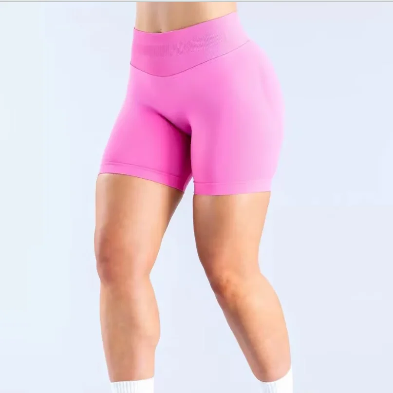 1pcs Seamless Sports Shorts Women Booty Yoga Shorts Quick Drying Fitness Tights Solid Workout Scrunch Customizable Lable