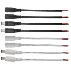 5.5*2.1mm Male Female DC Power Cable Plug Wire Jack Connector Adapter Pigtail White Black For CCTV Camera 5050 3528 LED Strip