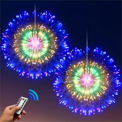 LED Copper Wire Firework Lights, 8 Modes Fairy Starburst Light with Remote Outdoor Decorations for Home, Party, Cafe, Wedding