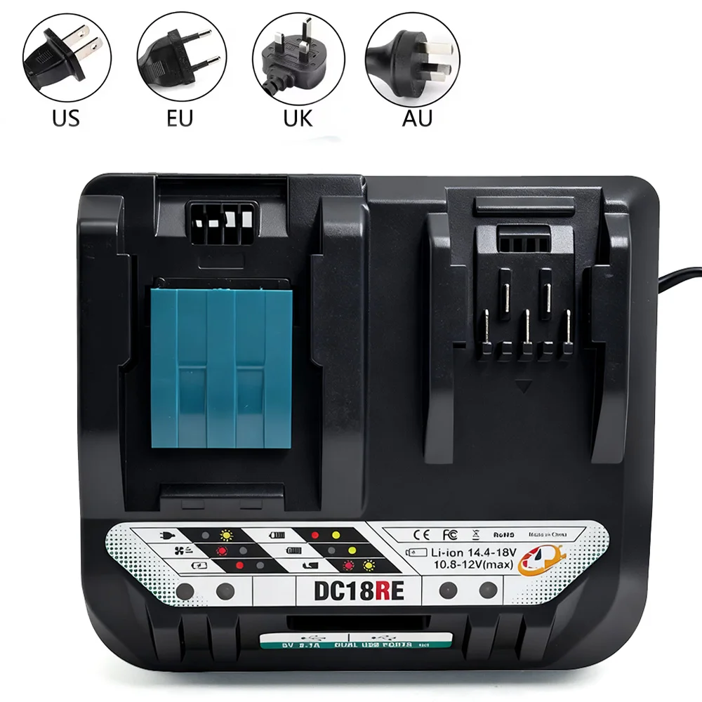 

DC18RE Lithium Battery Charger Portable Charging For Makita 18V 14.4V 10.8V 12V Li-ion Tools