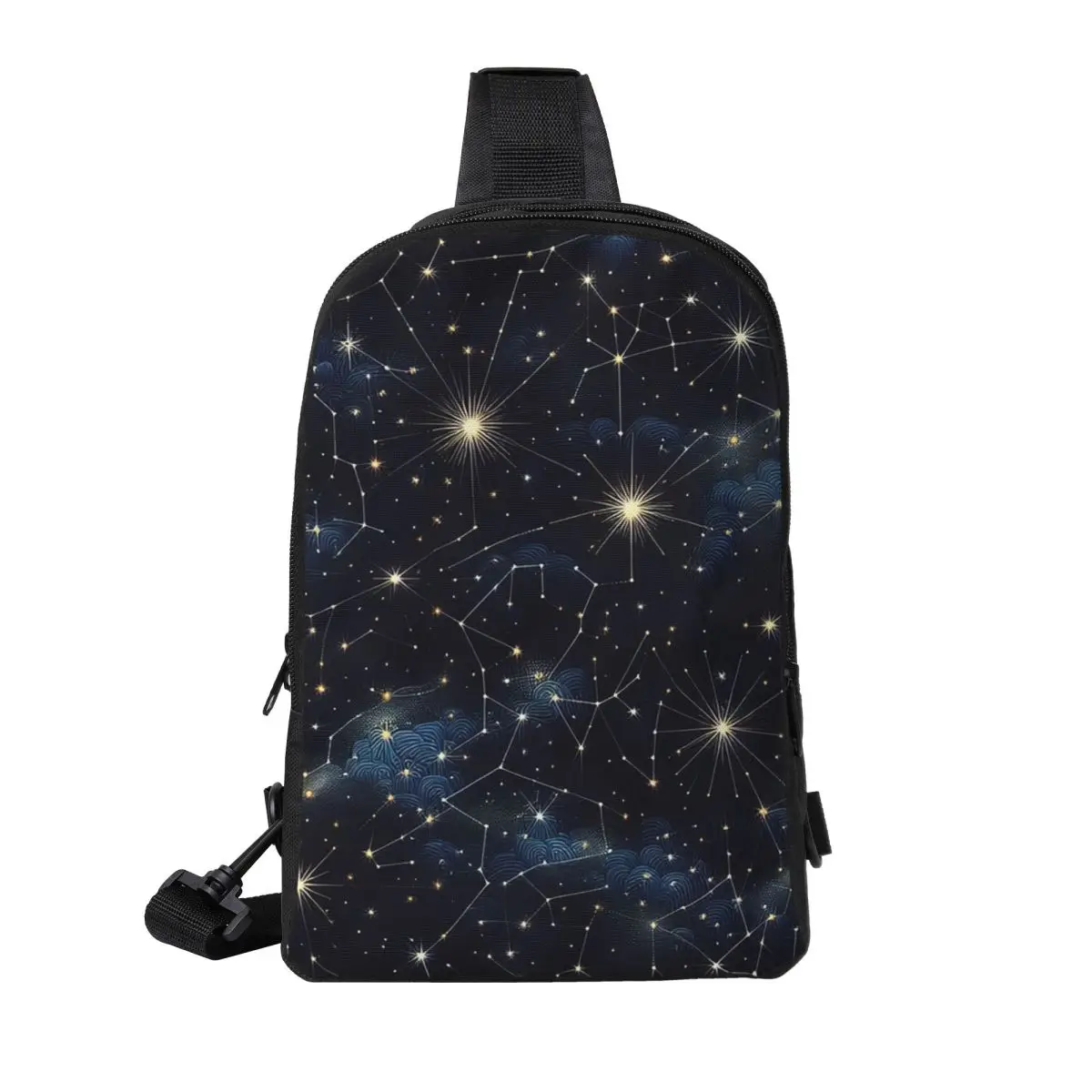 

Night Sky Golden Celestial Stars Zodiac Constellations Chest Bag Men Sling Crossbody Backpack Chest Bag Daypack Shoulder Bag