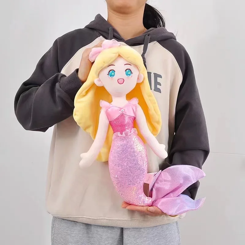 Muñeco de princesa sirenita de 41cm, juguete de peluche suave, muñeco de peluche de sirena de cuento de hadas, versión Q de dibujos animados, regalos para niñas