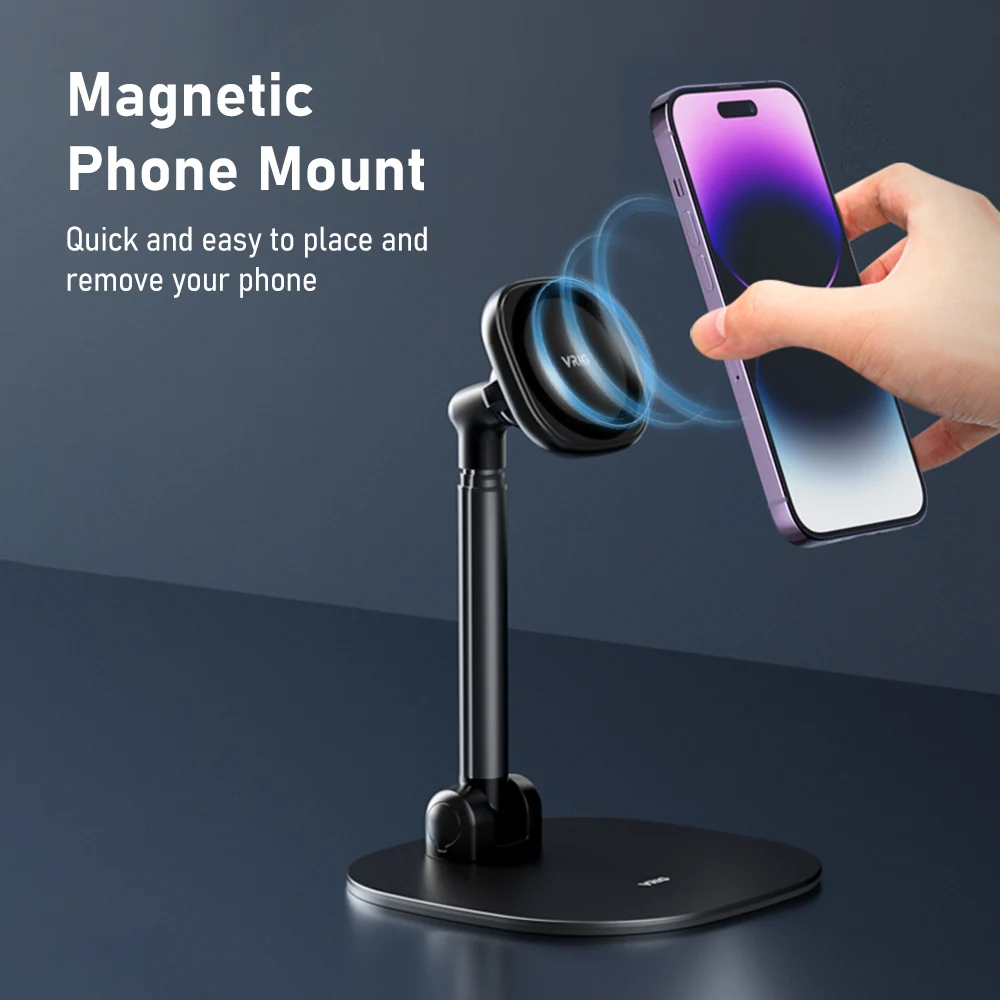 Desktop Magnetic Phone Holder Height Adjustable Rotatable Stable Sturdy for iPhone 16/15/14 Smartphone Mount Phone Stand Base