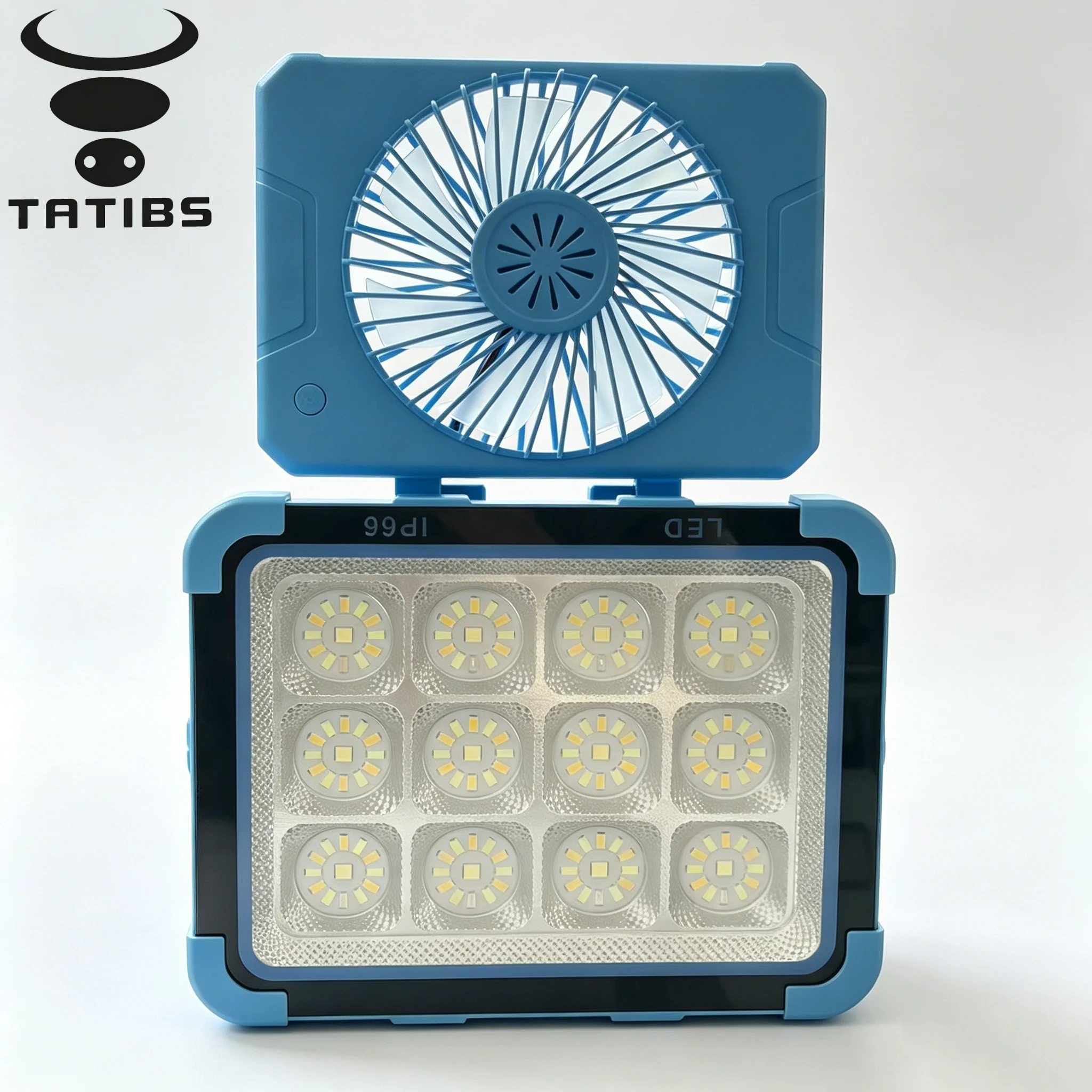Multifunctional Solar Light Outdoor Warning light Electric Fan For Camping Nightmarkets Emergency Power Supply Waterproof TATIBS