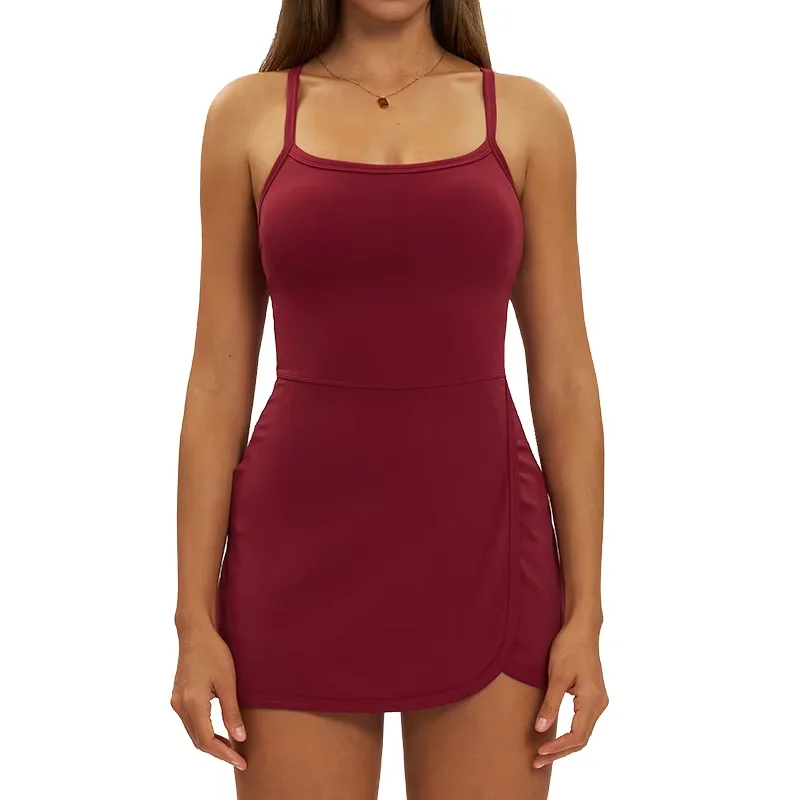 

Women's Cross-Back Yoga Dress Quick-Dry Athletic Romper for Tennis & Outdoor Customizable Tennis Skirt Slim Fit Size