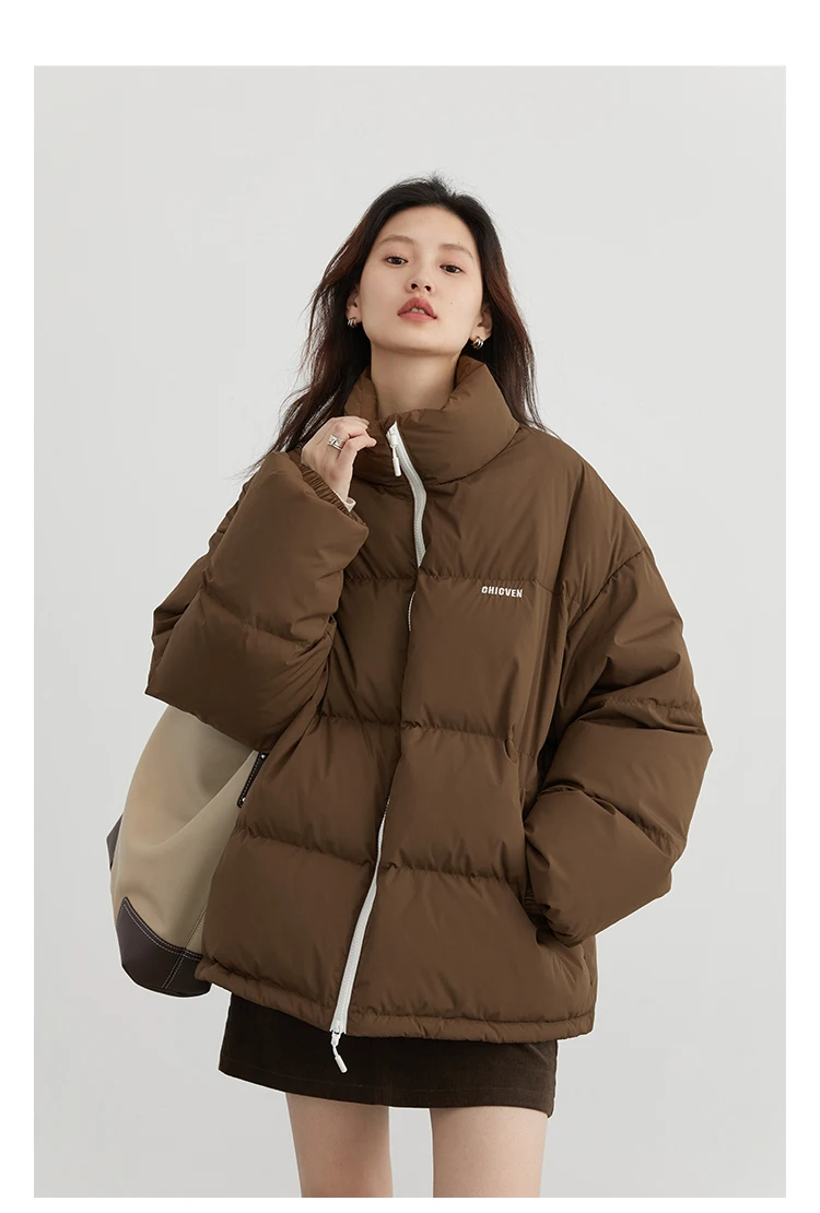 CHIC VEN Women Down Coats Streetwear Solid 90 White Duck Down Stand Collar Female Down Jacket Warm Ladies Overcoat Winter 2024