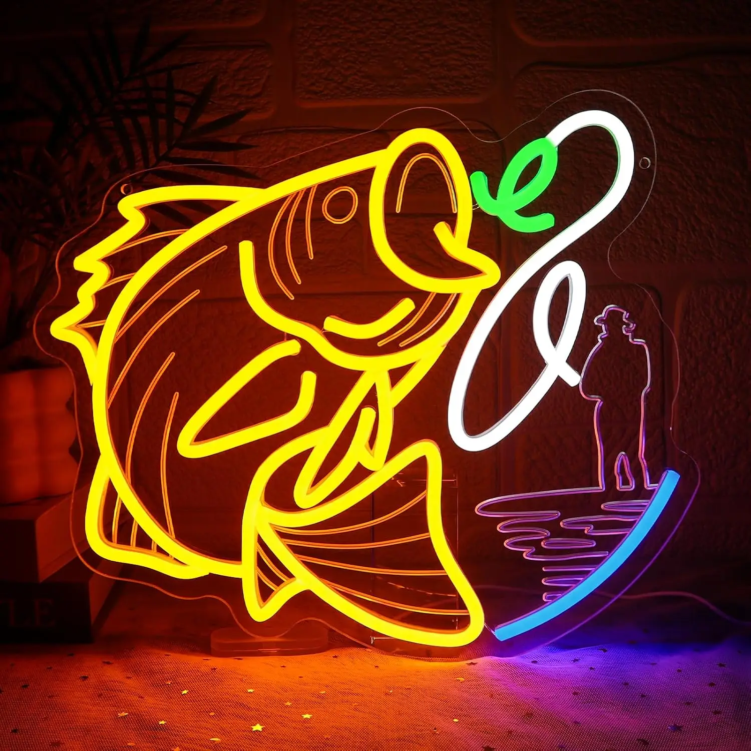 

Fishing Neon Sign for Bedroom Dimmable LED Neon Light for Fishing Gear Store Man Cave Game Room Business Yacht Party Decor Gift