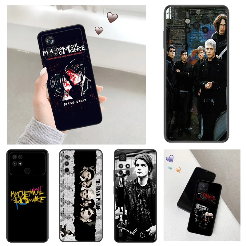 Black Matte Anti-Drop Phone Case For Xiaomi Poco X5 X4 X3 F5 F4 GT F3 F1 M5 M3 M4 Pro C40 C50 C51 C55 My Chemical Romance Cover