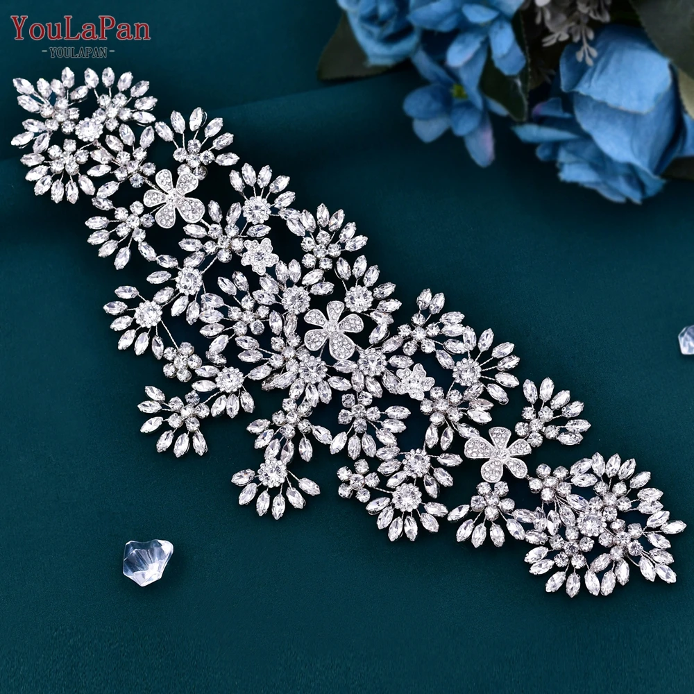 YouLaPan Luxurious Bridal Crown Wedding Headband Bride Hair Accesories Rhinestone Bridal Headwear Alloy Flower Women Tiara HP430