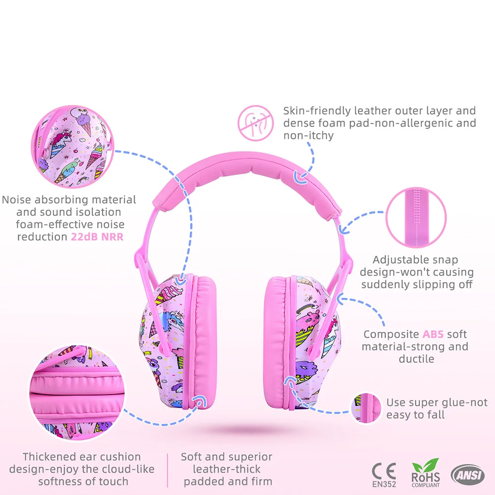 HOCAZOR Kids Noise Protection Earmuffs For Baby Youth Children\'s Autism Protecting Auditory Senses Safety NNR 22dB