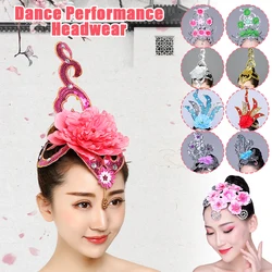 Women Opening Dance Headdress Stage Performance Dance Head Flower Tiara Chinese Classic Folk Dance Performance Hair Accessories