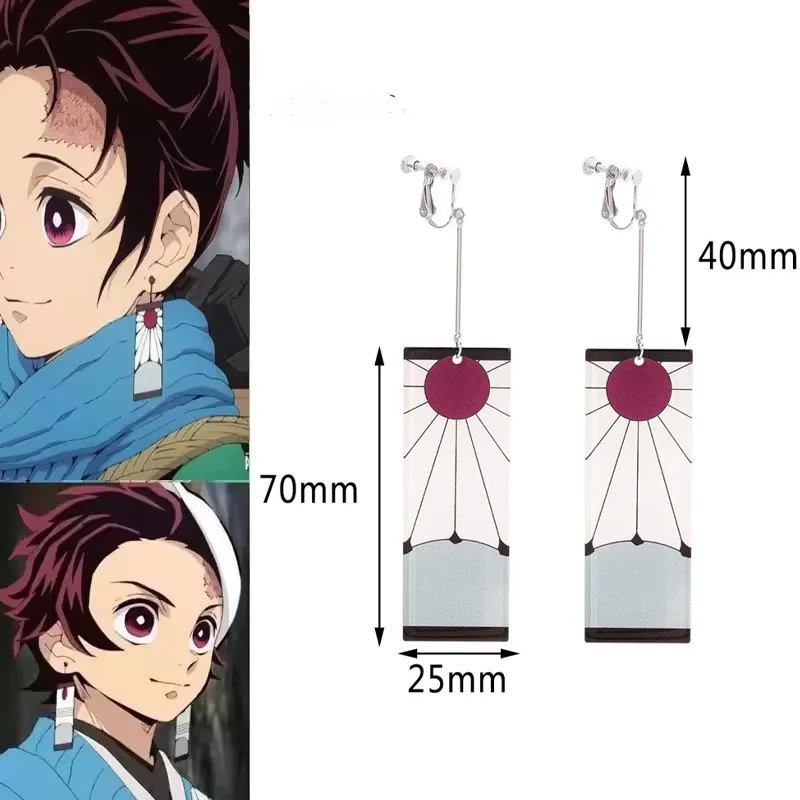 1PCS Mode Acryl Tanjiro Ohrringe Dämon Slayer Ohrringe Anime Cosplay Requisiten Hanafuda Tropfen Lange Ohrringe für Frauen Mädchen