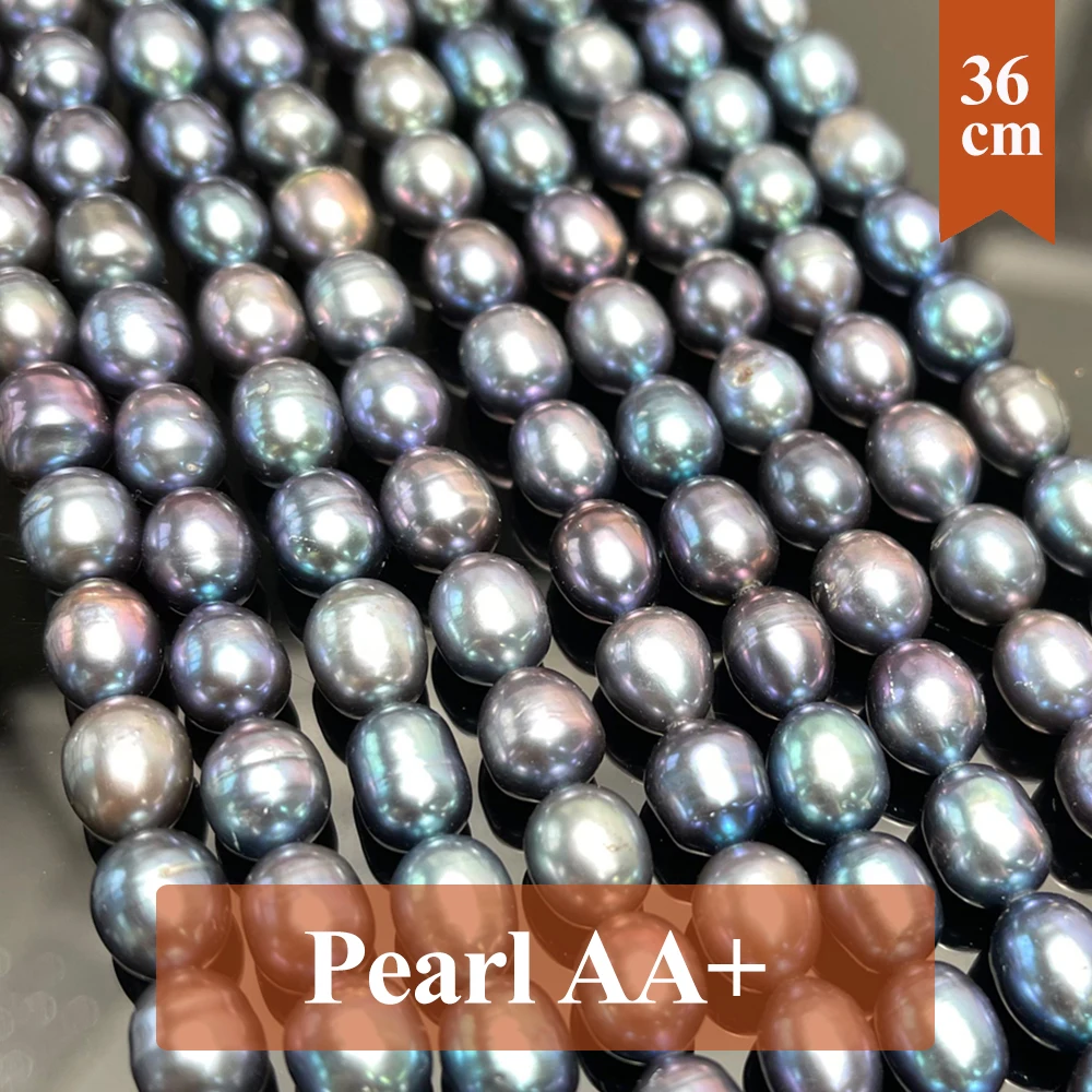 

8-9mm Natural Freshwater Black Pearl Beads Rice Pearl Loose Spacer Beaded for Making DIY Jewelry Necklace Bracelet Accessories