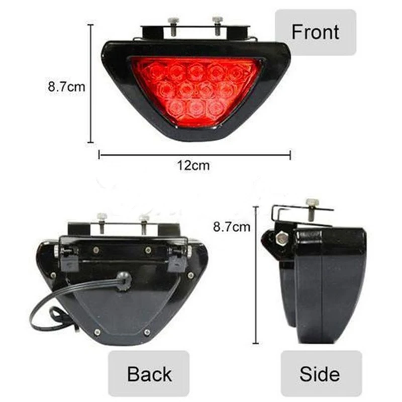 12V Car Sporty F1 Style Triangle 12LED Rear Stop Tail Third Brake Light Lamp