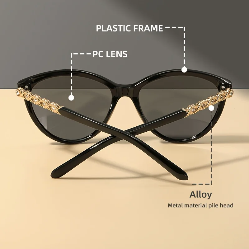 LINFEMAND Cat Eye Dekorative Mode Sonnenbrille UV400 Marke Graviertes Design Sommer Festival Geschenk – Detail 4
