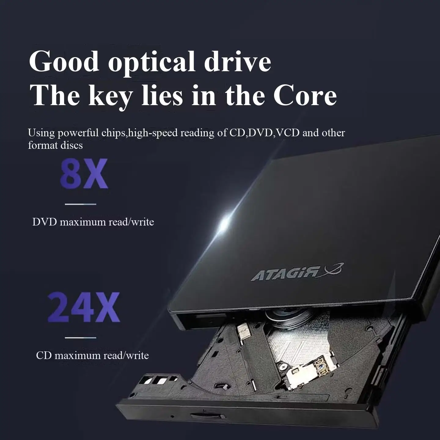 

Ritek RDA100 External Blue-Ray Disc Burner, Archive Level, Blu-ray Writer,Support 200G Discs, 24X CD 8X DVD 4X BD